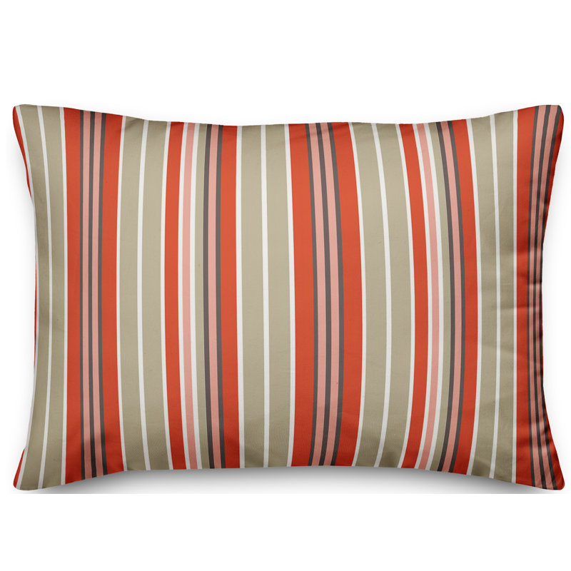 Stripes Striped Reversible Throw Pillow, Red/Pink/Tan