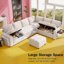 102" Modular Sectional Sleeper Sofa With Pull Out Bed/Reclining Backrest/Usb Ports/Table/Led Light/Storage Seat, 8 Seat Large U Shaped Sectional Couch, Tool-Free Assembly-2055885290