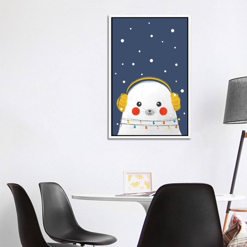 Christmas Baby Seal by Show Me Mars - Gallery-Wrapped Canvas Giclée on Canvas, 101.6 cm H x 66.04 cm W, White Framed