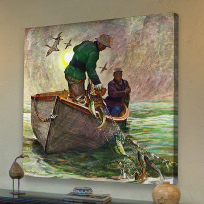 «Fishing with Nets» par Mead Schaeffer, reproduction d'art sur toile tendue
