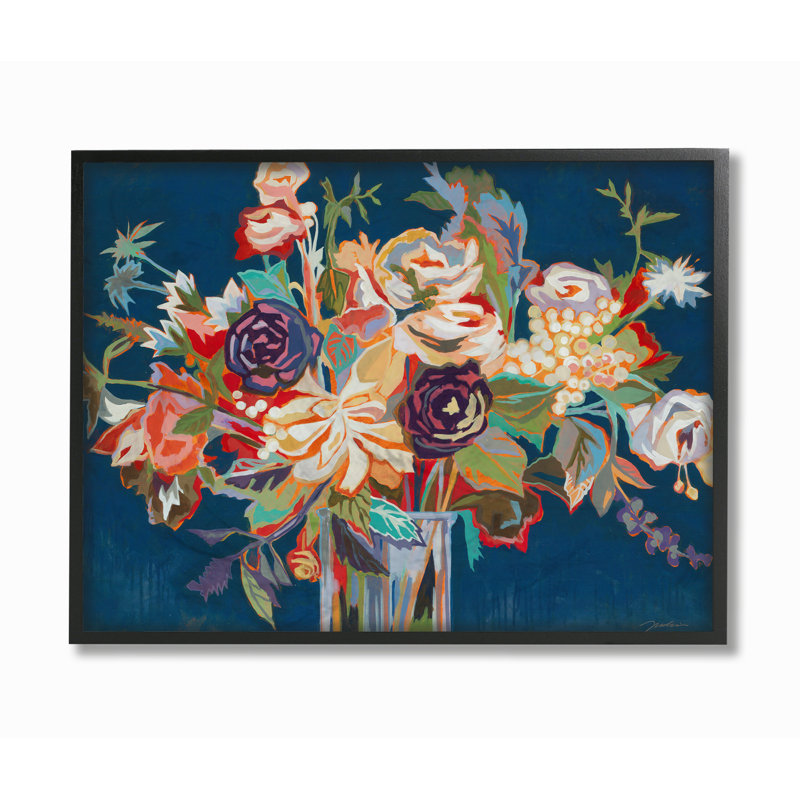 «Bright Flower Vase» par Third and Wall - reproduction d'art graphique à cadre flottant, Giclée encadrée noir minuit