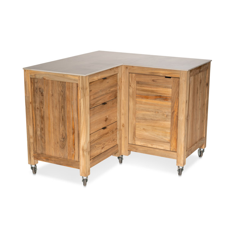 Fresco Ceramic Top Corner Cabinet On Wheels - Taupe