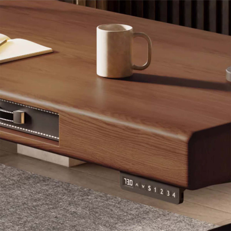 solid wood electrically adjustable computer desk, 28.74" H x 62.99" W x 27.56" D