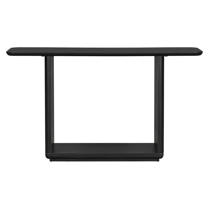 Elegant Minimalist Console Table with Curved Corners, Wood Veneer,U-Base Design for Easy Placement ,Perfect for Displaying Your Treasures,Simple Assembly