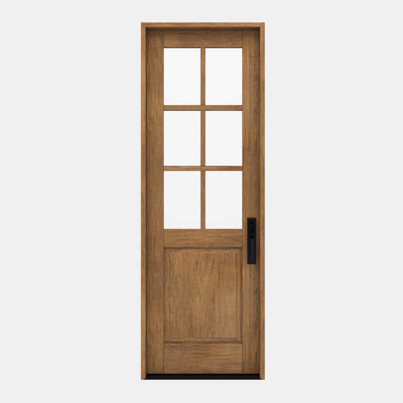 G5006-SW-96 | Porte simple 96 po, extérieur pré-suspendu RTA, SDL 6 Lite, 1/2 Lite, 1 panneau, bois d'acajou brut