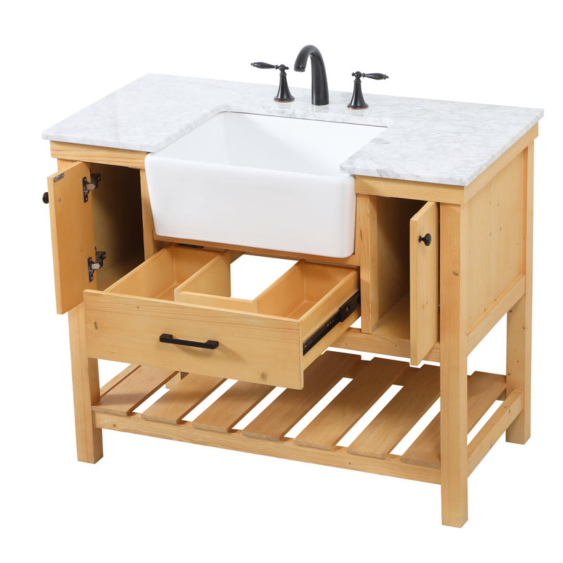 Ensemble de meuble-lavabo simple 42 po Pelaghia, Bois naturel