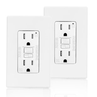 CBOL Series Coby 15 Amp GFCI Outlet, 5-15R Narrow Design GFI Dual Receptacle, TR Tamper Resistant (Pack of 2)