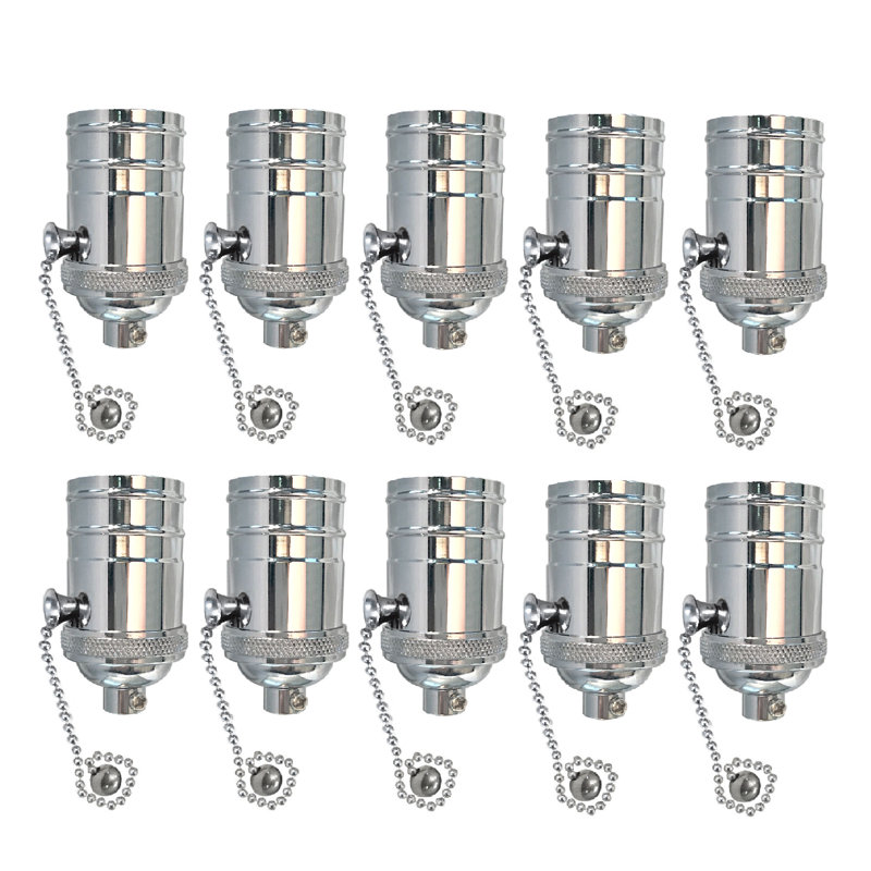 Pull Chain Lamp Socket Lighting Kit, Polished Nickel