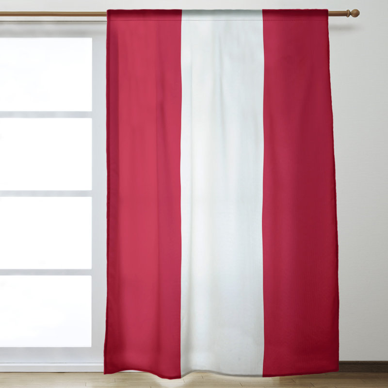 Mississippi Rebellion Sateen Room Darkening Curtain Single Panel, Red White"