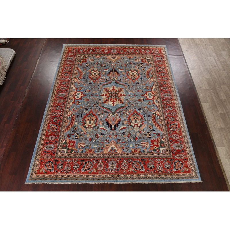 Tapis unique en laine à teinture végétale Ziegler noué à la main 9 pi 1 po x 11 pi 9 po