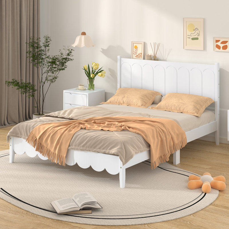 Hersir Wood Platform Bed, Full, White