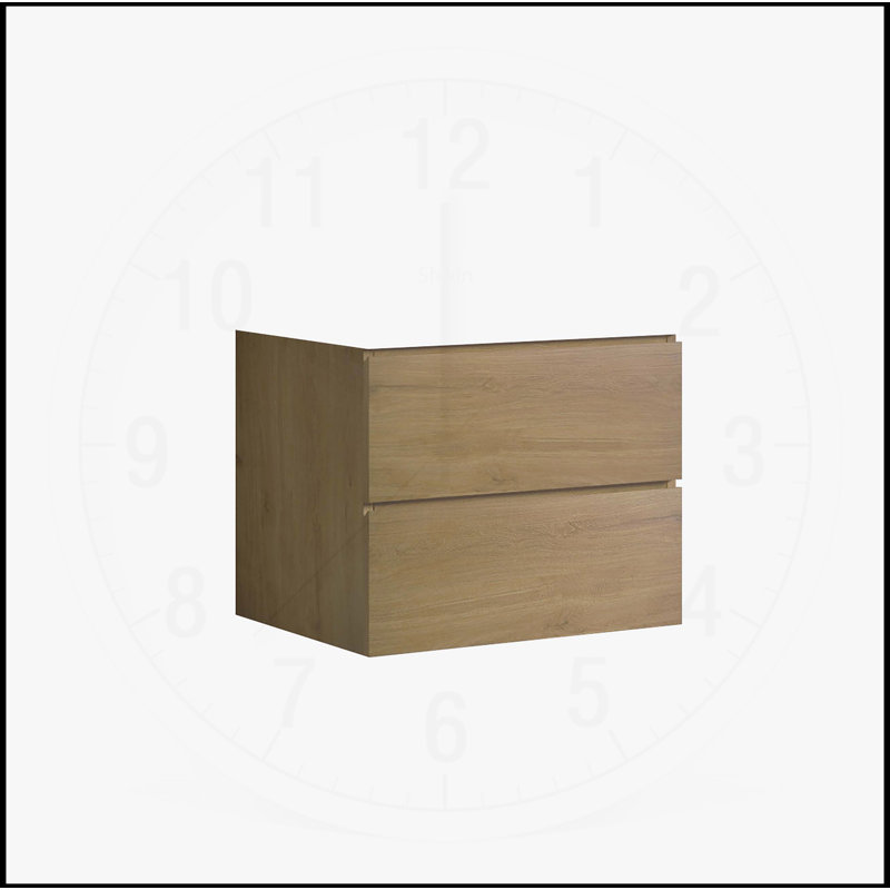 Meuble-lavabo mural avec deux tiroirs et finition luxueuse en chêne naturel, H 20,5 po x l 23,8 po x P 17,9 po