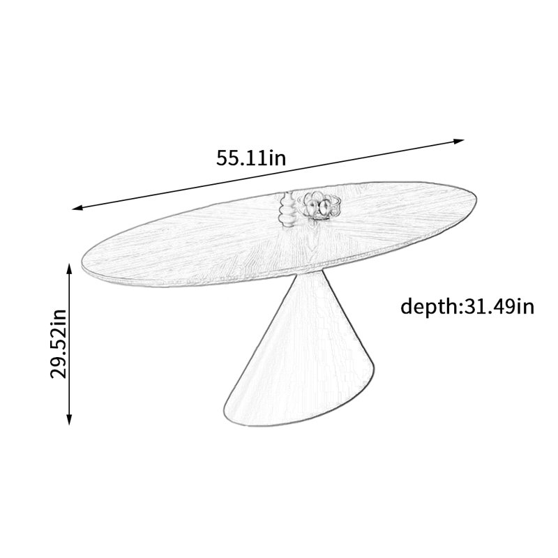 Table de modelage ovale Minimalist Design, H 29,52 po x L 55,11 po x l 31,49 po
