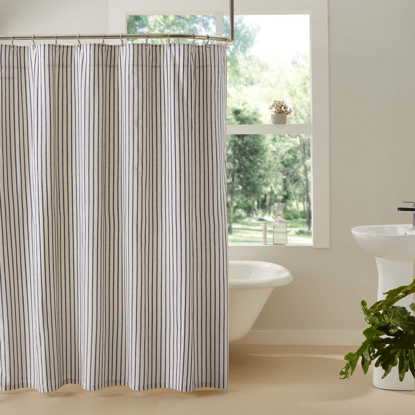 Zatanna 100% Cotton Striped Single Shower Curtain