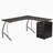 Techni Mobili Modern L- Shaped Computer Desk With File Cabinet And Storage