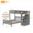 Solid Pine Twin Over Full Loft Bed Frame with Functional Access Staircase, No Box Spring Required, Neutral Gray