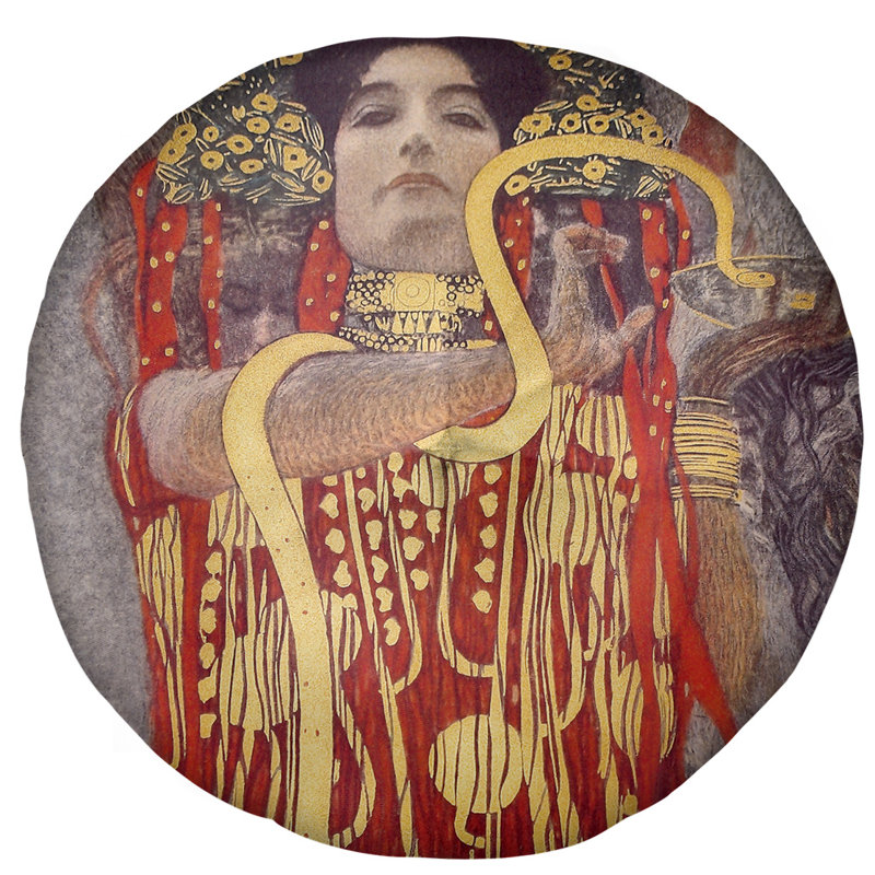 Coussin de plancher rond hygeia Gustav Klimt, Rouge, 31,5 po x 63 po