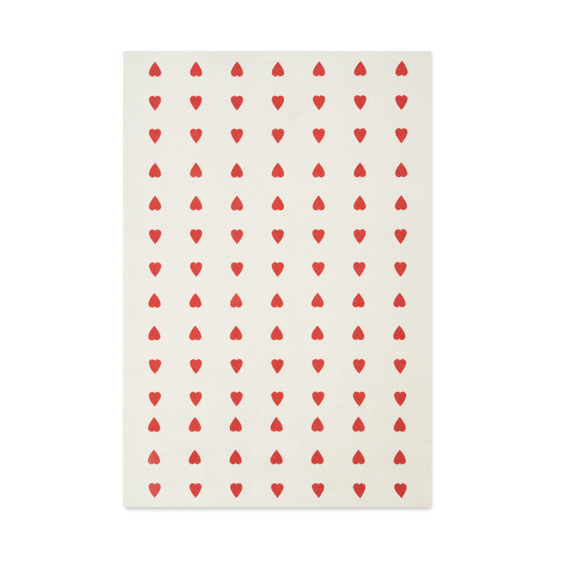 Tapis rectangulaire ivoire / rouge en nylon tissé à la machine Anoopama, Rectangle 5 pi 3 po x 7 pi 10 po