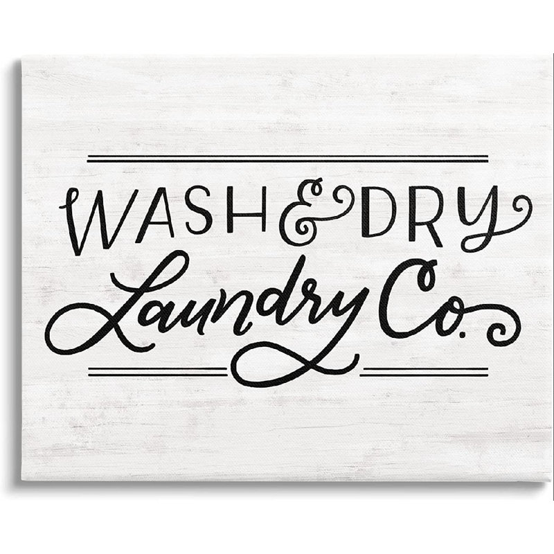 «Wash Laundry Co Grain» - Art textuel, H 24 po x l 30 po x P 1,5 po, Giclée encadrée blanc bord de mer