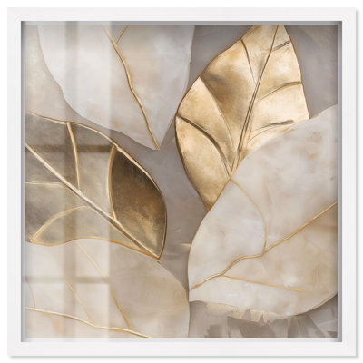 Golden Cascades Shadowbox Print Elegant Nature Art by Art Remedy