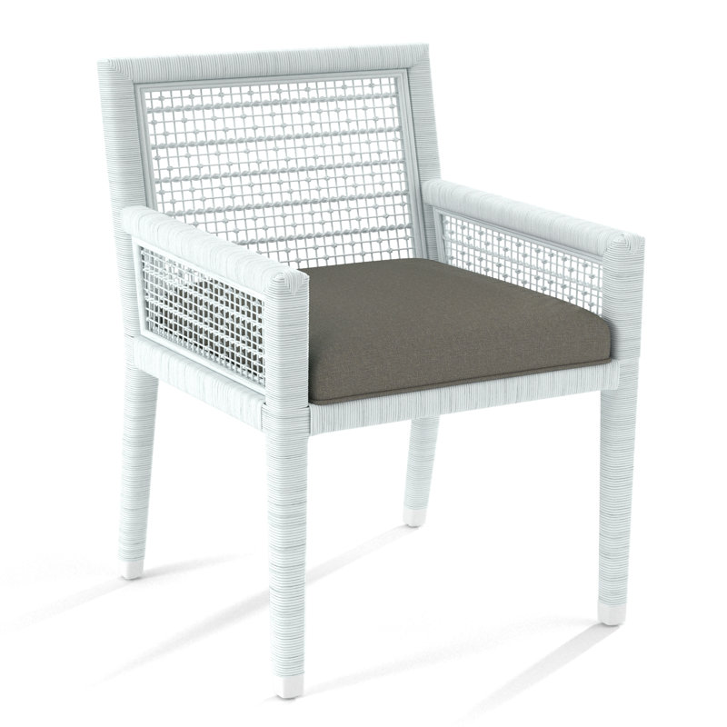 Pine Isle Arm Chair, Frost White, Gray Sugar Performance; 0863-84