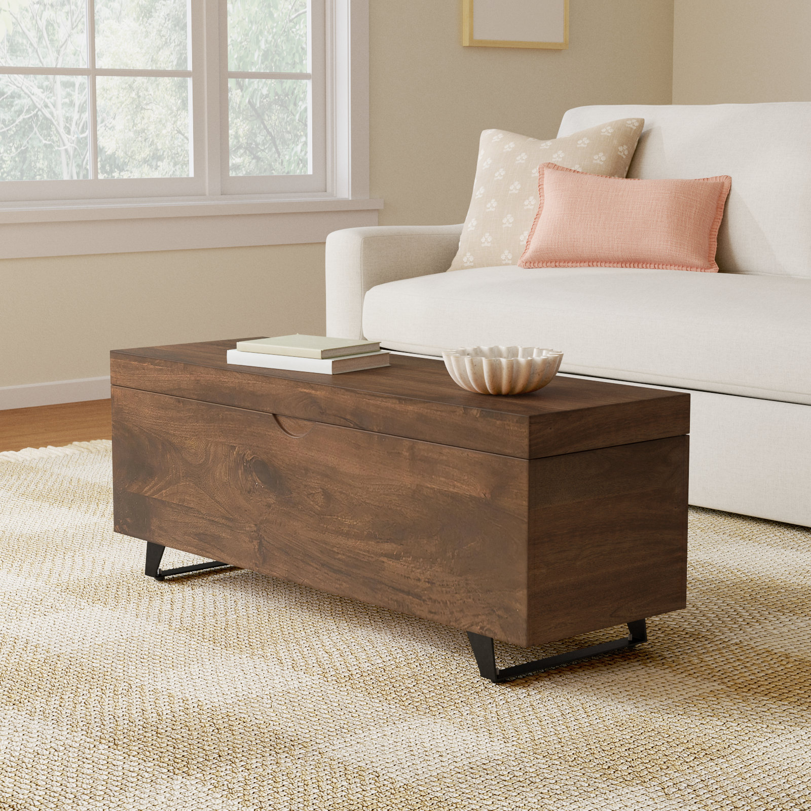 Balderas Lift Top Sled Coffee Table with Storage, Dark Brown