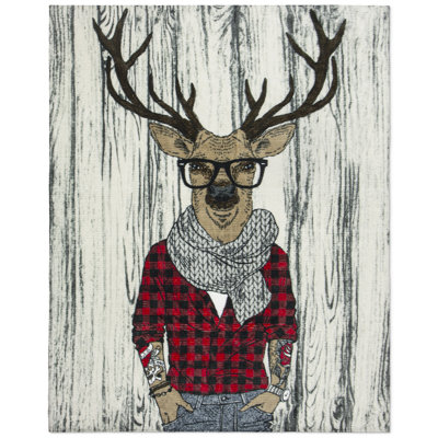 Jeté en flanelle Hipster Deer