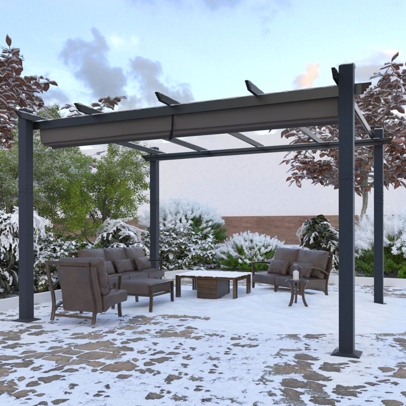 Aluminum Pergola with Canopy, 96" H x 190" W x 139" D, Gray