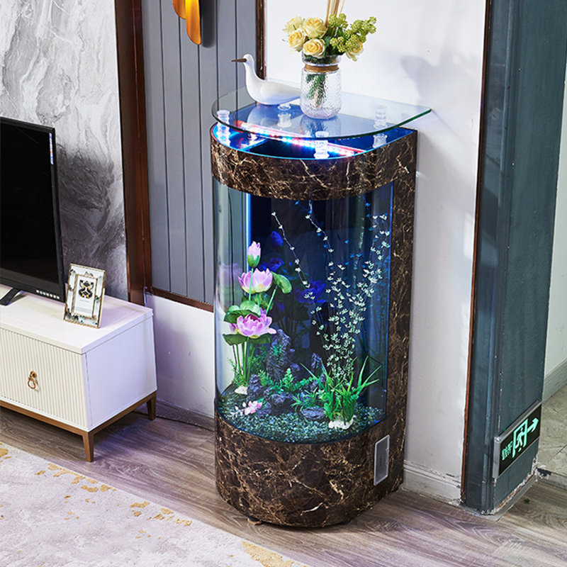 Aquarium en verre sur pied 23,62 po, 63,4 gallons (H 54,33 po x l 23,62 po x P 19,69 po, Brun
