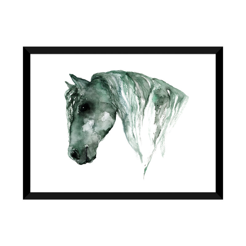 Art du cheval, H 24 po x l 32 po x P 1 po, Papier avec cadre noir