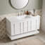 Meuble-lavabo mural moderne avec lavabo composite, design suspendu, tiroirs de rangement et tablette ouverte