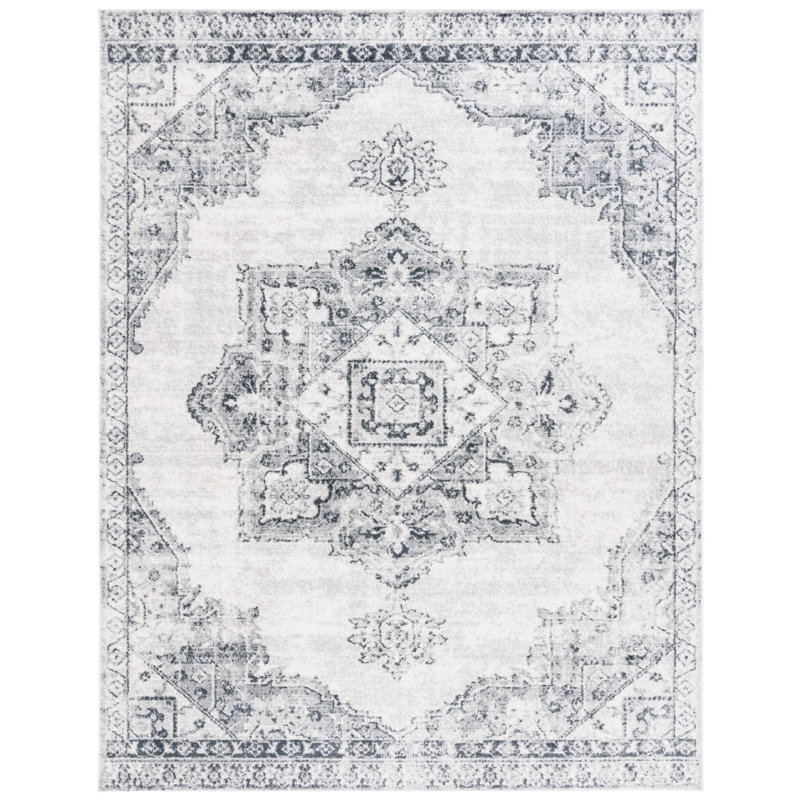 Tapis ivoire / gris Lowrey, Rectangle 8 pi x 10 pi