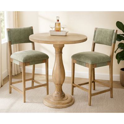 Table de bar ronde 36 po avec 2 tabourets de bar Clara Leaf Christella