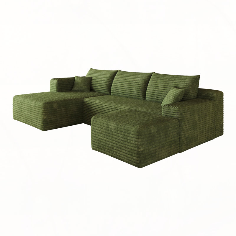 Cloud Sectional Sofa No Assembly, Green