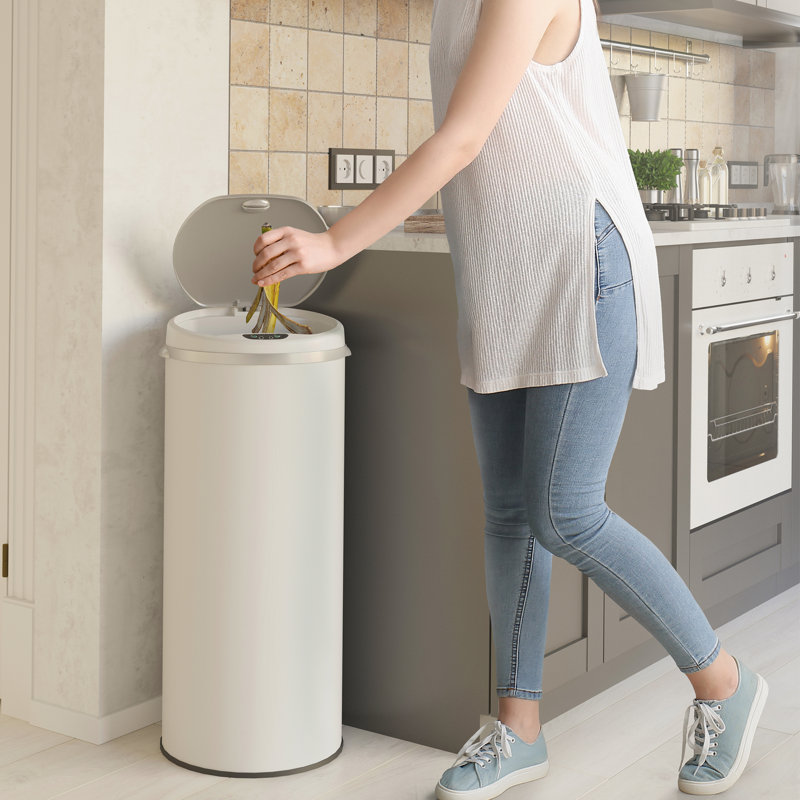 Motion Sensor Trash Can, Ivory White