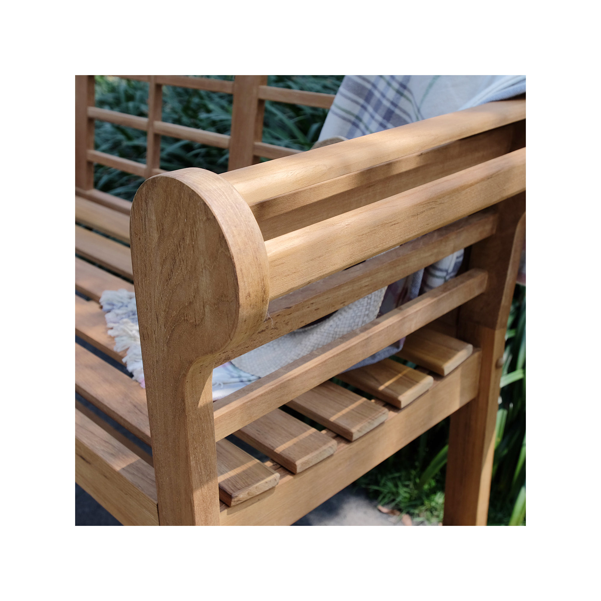 Bea Teak Outdoor Bench, 41" H x 65.75" W x 23.5" D