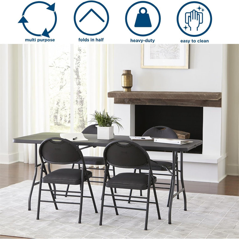 6Ft Molded Folding Banquet Table With Handle, Training Tables