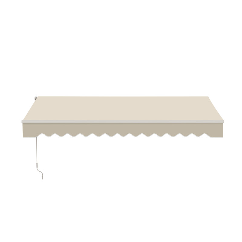 ALEKO Motorized Retractable Outdoor Awning with White Frame, Ivory Cream, 10' W x 8' D