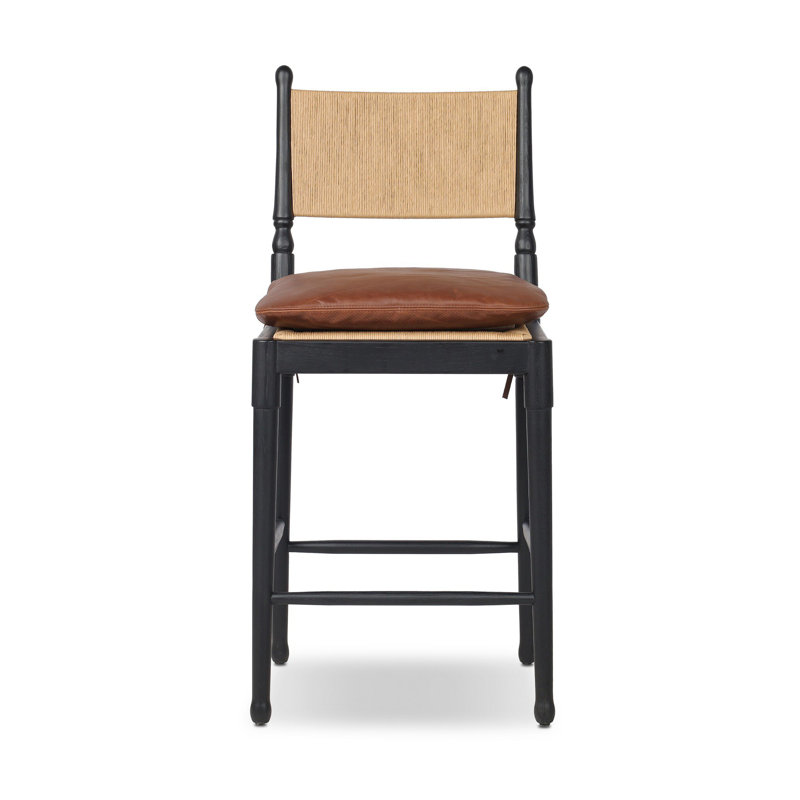 Fayth Stool with Cushion, Counter Stool (25.5” Seat Height)”, Stained Black Ash