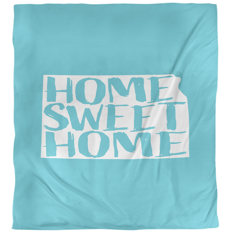 Housse de couette simple Kansas Home Sweet, Polyester brossé, Housse de couette pour très grand lit, Bleu sarcelle