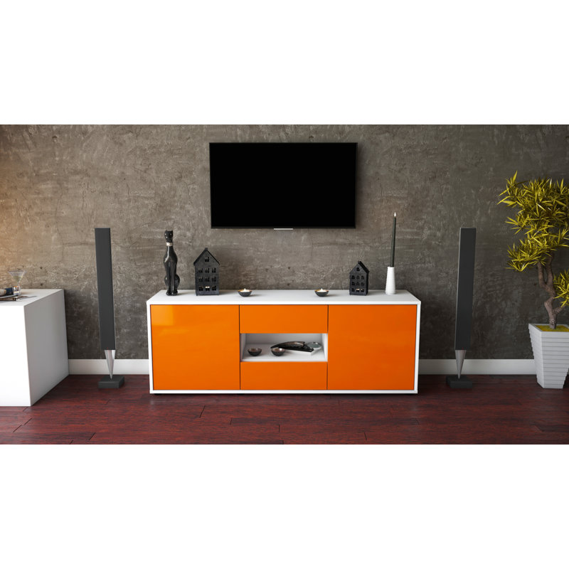 Yearwood Unfinished TV Stand for TVs up to 60", High-gloss Orange / Matte White