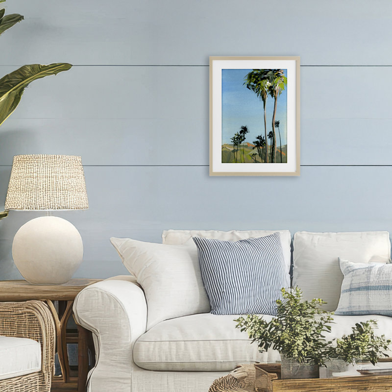 «Scenic Tall LA Palms», reproduction sous verre encadrée, conception de Brook Page, H 20 po x l 14 po