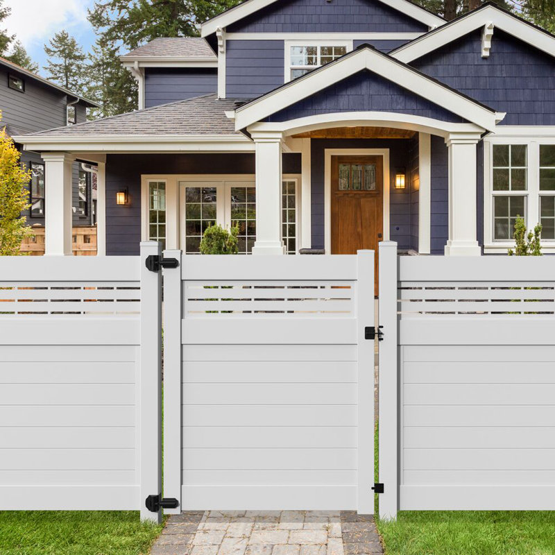 Horizontal Fence 5 in. x 5 in. x 108 in. Gray Vinyl End Post