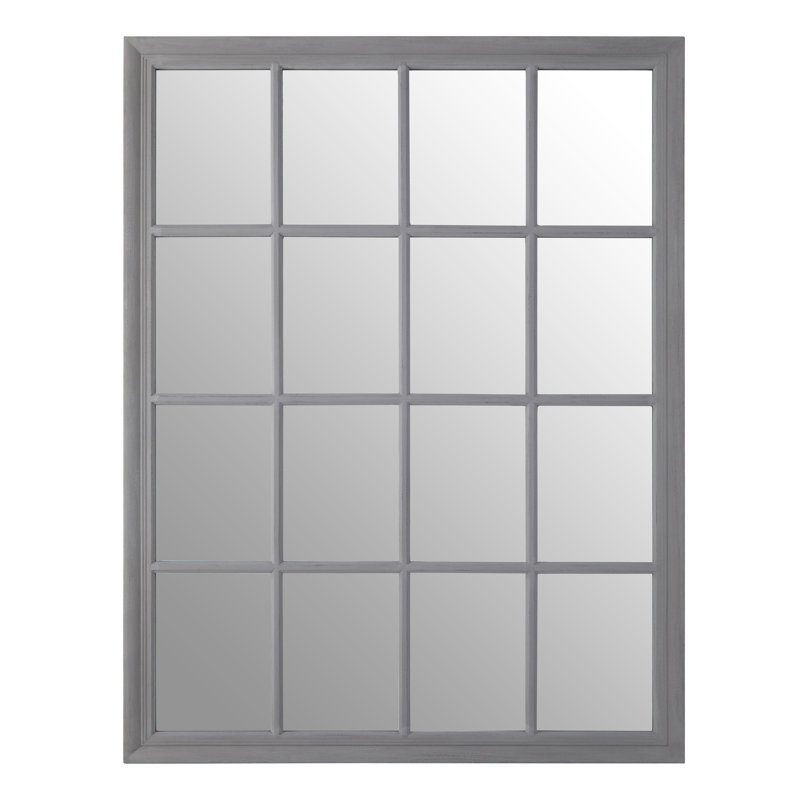 Anneliese Solid Wood Concave Wall Mirror, Grey