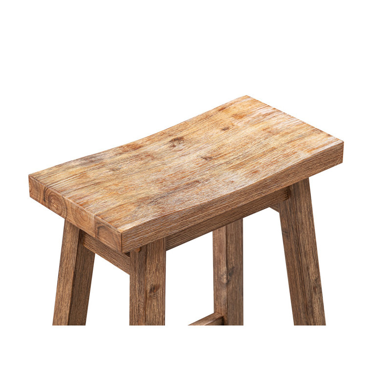 Alessandro Counter Stool with Solid Wood Frame, Barnwood Wire-Brush, Counter Stool (24" Seat Height), 1