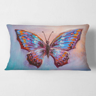Papillon bleu rétro II - coussin moderne imprimé
