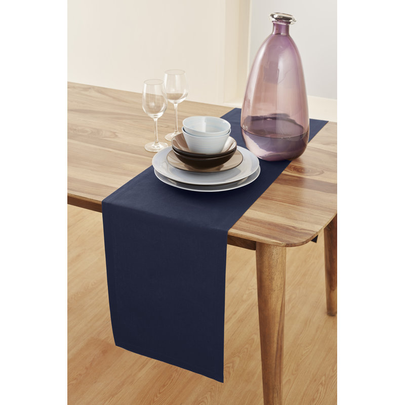 Dru - Cotton Linen Table Runner, 108" x 14", Navy