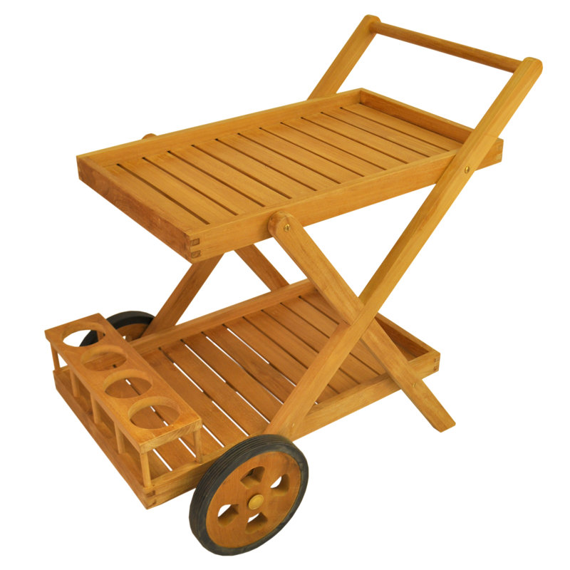 Cobana Teak Wood Outdoor Serving Cart with Storage