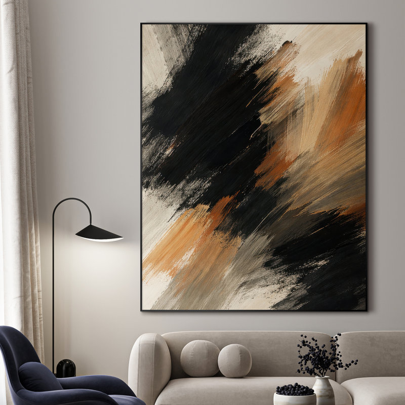 Art mural moderne beige moderne pour le salon ou la chambre à coucher - «Assemblage requis (cadre non fini)»