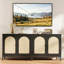 Buffet avec rangement, armoire d'appoint en rotin à deux portes avec arche sculptée, tablette réglable, console de buffet pour le salon, le couloir, la salle à manger, noir